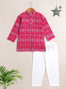 The Magic Wand - Pink Cotton Regular Kurta With Pyjama