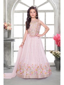 Mini Stitch - Peach Tissue Regular Lehenga With Choli & Dupatta