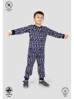 TRESNOVA - Navy Blue Cotton Regular T- Shirt With Pyjamas