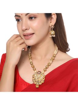Yellow Chimes - Gold plated Moti Beaded Jewellery Set