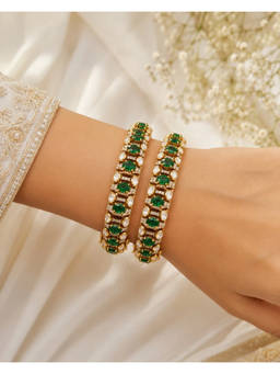 Miora - Green Emerald Polki Statement Bracelet