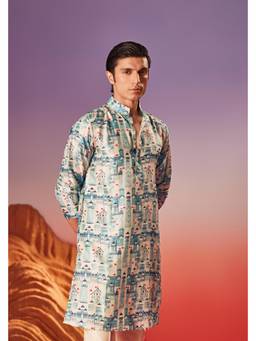 Eleven Brothers - Blue House By The Sea Silk Kurta