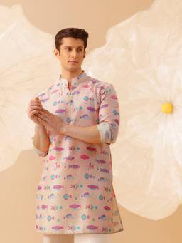 Eleven Brothers - Pink Ocean Bloom Silk Kurta