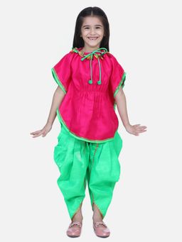BownBee - Festive Kaftan Dhoti for Girls- Pink (Set of 2)