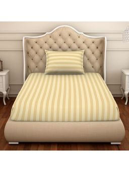SPACES - Skyrise 100% Cotton-Beige Bedsheet with Pillow Cover