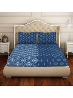 Welspun - Anti Bacterial 100% Cotton-Lichen Blue Bedsheet with Pillow Covers