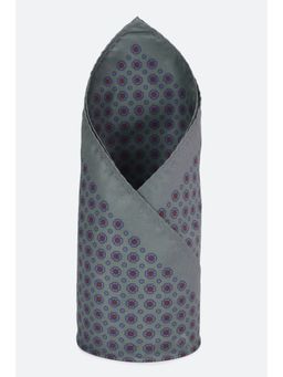 Peter England - Men Grey Print Formal Pocket Square