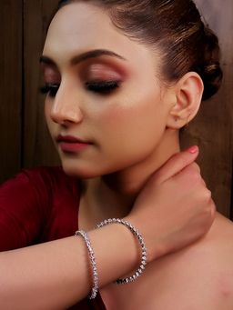 AG'S - Tulsi American Diamond Silver Plated Bangle