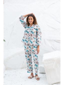 SAY - White Floral Printed Shirt with Pant (Set of 2)