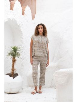 SAY - Olive Printed Top with Pant (Set of 2)