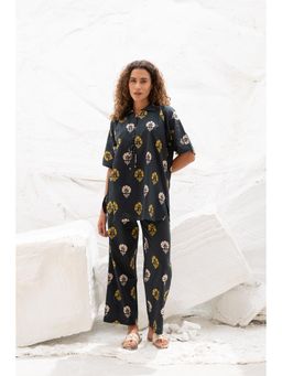 SAY - Green Floral Printed Top with Pant (Set of 2)