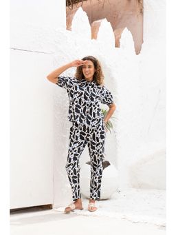 SAY - White Printed Shirt with Pant (Set of 2)