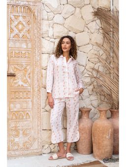 SAY - Beige Printed Shirt with Pant (Set of 2)