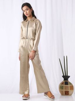 Vasstram - Zipper Front Jumpsuit Cream Off White