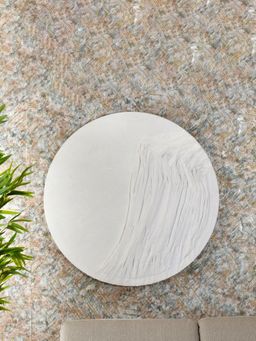 At Home by Nilkamal - Abstract Round MDF Wall Painting White