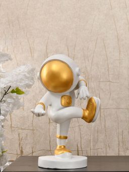 At Home by Nilkamal - Dancing Astronaut Figurine Polyresin Showpiece White & Gold