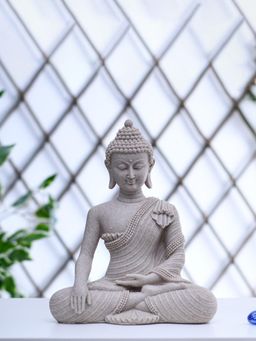 At Home by Nilkamal - Meditating Buddha Polyresin Showpiece 26 cm Sand