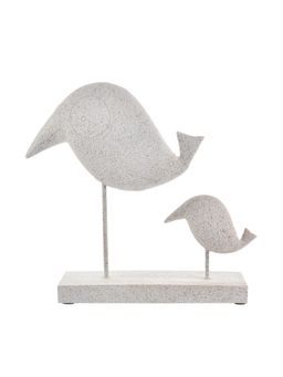 At Home by Nilkamal - Mom and Baby Bird Polyresin Showpiece White