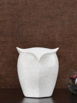 At Home by Nilkamal - Owl Face Polyresin Showpiece White