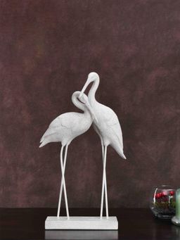 At Home by Nilkamal - Decorative Flamingo Couple Polyresin Showpiece White