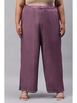 W - Purple Solid Parallel Pants