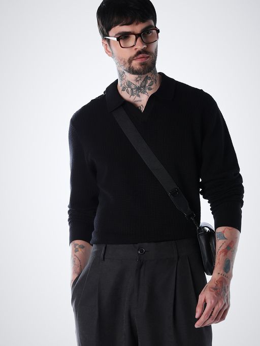 Jack & Jones Men's Regular Fit Black Sweater