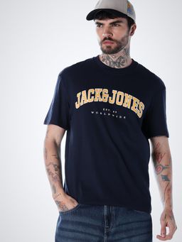 Jack & Jones - Men's Regular Fit Navy Blue T-Shirt