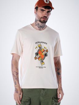 Jack & Jones - Men's Regular Fit Beige T-Shirt