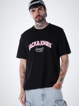Jack & Jones - Men's Regular Fit Solid Black T-Shirt