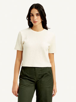 Levi's - Womens Textured White Crew Neck Top