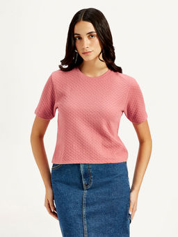 Levi's - Womens Textured Peach Crew Neck Top