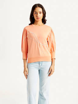 Levi's - Womens Abstract Peach Crew Neck Top