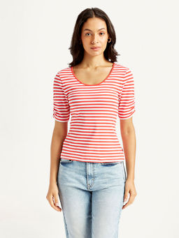 Levi's - Womens Striped Red Scoop Neck Top