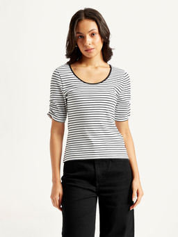 Levi's - Womens Striped Black Scoop Neck Top