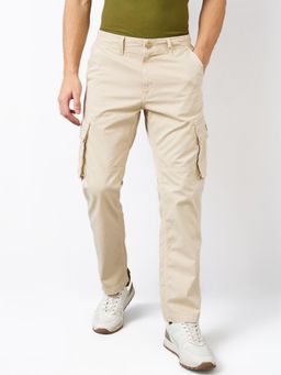 Spykar - Men Beige Solid Cargo