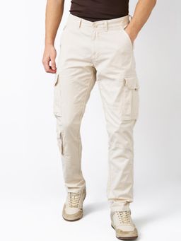 Spykar - Men Off White Solid Cargo