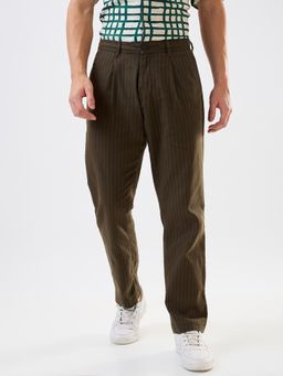 Spykar - Men Brown Stripes Trouser