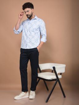 CRIMSOUNE CLUB - Men Navy Blue Solid Trouser