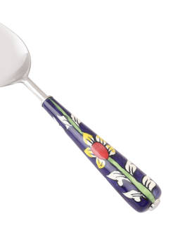 Miah Decor - Hand-Painted Stainless Steel & Ceramic Table Cutlery Set (Salad Serving Spoon & Fork)
