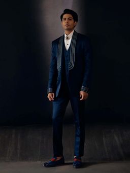 Jatin Malik - Space Blue Tux (Set of 4)