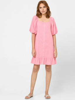 VERO MODA - Women Textured Pink Dress