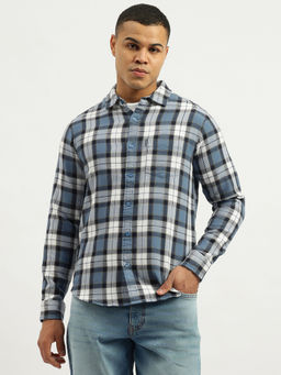 United Colors of Benetton - Blue Regular Fit Spread Collar Neck Tartan Checks Shirt