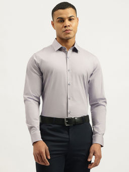 United Colors of Benetton - Grey Slim Fit Spread Collar Neck Solid Shirt