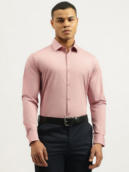 United Colors of Benetton - Pink Slim Fit Spread Collar Neck Solid Shirt