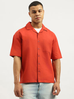 United Colors of Benetton - Orange Oversized Fit Resort Collar Neck Solid Shirt