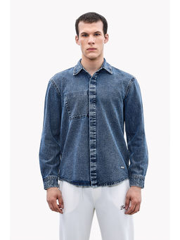 Snitch - Blue Solid Full Sleeves Oversized Casual Shirt