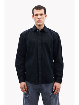 Snitch - Black Solid Full Sleeves Oversized Casual Shirt