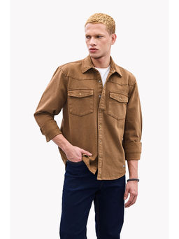 Snitch - Brown Solid Full Sleeves Regular Casual Shirt