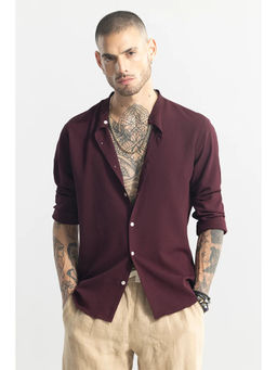 Snitch - Purple Textured Full Sleeves Slim Casual Shirt