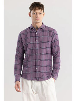 Snitch - Purple Checks Full Sleeves Slim Casual Shirt